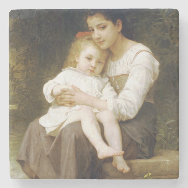 Porta-copo De Pedra The Elder Sister (por William Bouguereau) (Frente)