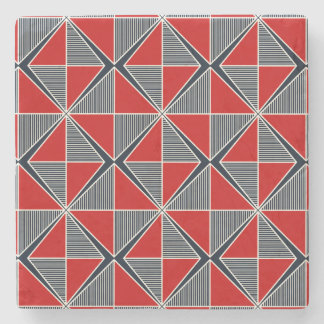 Porta-copo De Pedra The Hetman’s Shield: Crimson & Slate Geometric