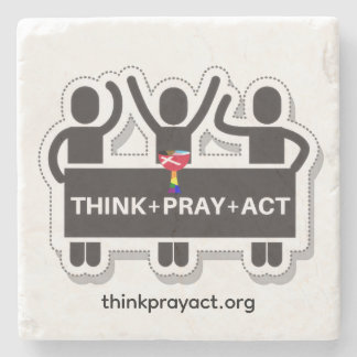 Porta-copo De Pedra Think+Pray+Act Stone Coaster