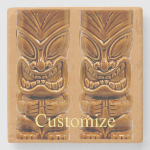 Porta-copo De Pedra Thunder_Cove da Escultura Tiki Dourada