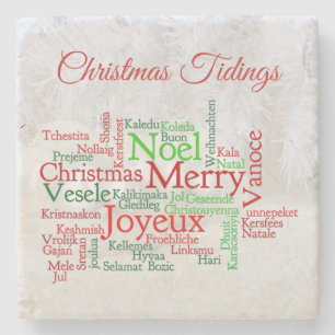 Porta-copo De Pedra Tidings De Natal Pelo Mundo