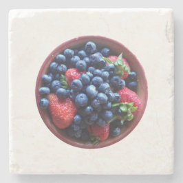 Porta-copo De Pedra Tigela de Frutas Vermelhas Frescas sobre Pedra