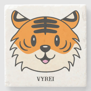 Porta-copo De Pedra Tigre de Cartoon Sorridente