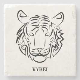 Porta-copo De Pedra Tigre Tribal Preto e Branco