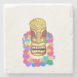 Porta-copo De Pedra Tiki Head Havaiian Lei