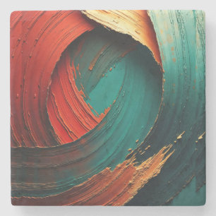 Porta-copo De Pedra Tinta a Óleo Abstrata Pintada com Espesso Impasto