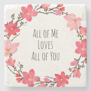 Porta-copo De Pedra Tipografia bonito Blush Floral Flor Wreath Love