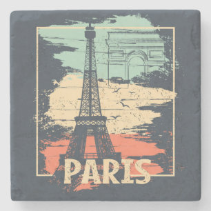 Porta-copo De Pedra Tipografia de Paris: abstrato Eiffel poster.
