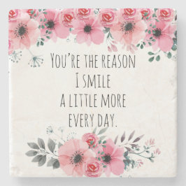 Porta-copo De Pedra Tipografia Floral de Amor bonito Cor-de-Água Rosa