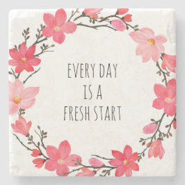 Porta-copo De Pedra Tipografia Positiva bonito Pink Floral Wreath