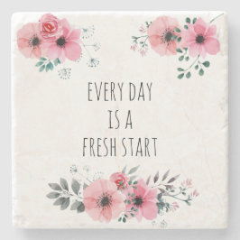 Porta-copo De Pedra Tipografia Positiva Floral bonito Cor-de-Água Rosa