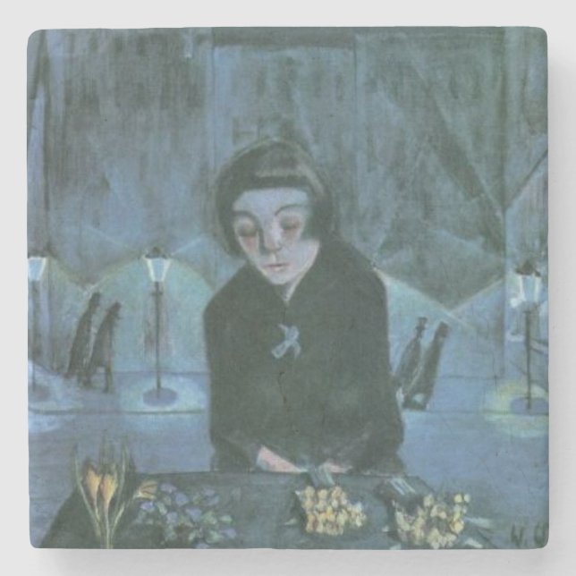 Porta-copo De Pedra Tired Flower Girl (por Walter Gramatté) (Frente)