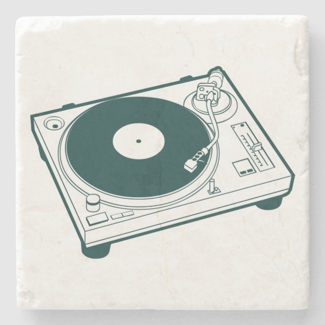 Porta-copo De Pedra Toca-discos de Vinil Antigo (Frente)