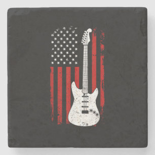 Porta-copo De Pedra Toca-discos Música Bandeira Americana dos EUA Viol