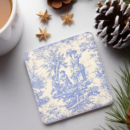 Porta-copo De Pedra Tóile de jouy, azul-vegetação, impressa