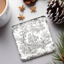 Porta-copo De Pedra Tóile de jouy, preto e branco, da árvore safena