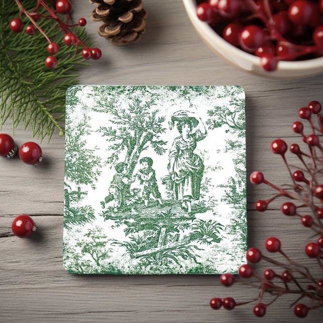 Porta-copo De Pedra Tóile de jouy, verde-vinda, impressa (Criador carregado)