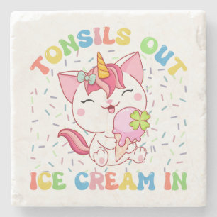 Porta-copo De Pedra Tonsils Out, Sorvete In Unicorn Cat