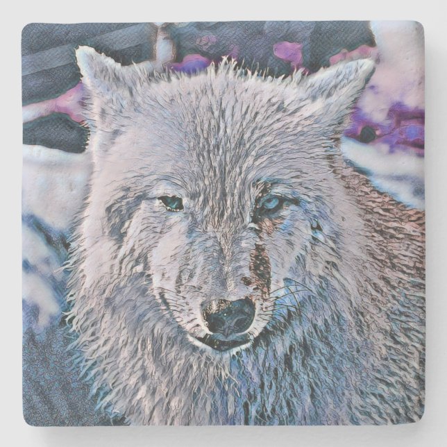 Porta-copo De Pedra Toony Wolf Blue (Frente)
