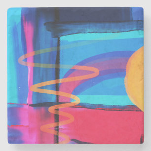Porta-copo De Pedra Trabalho de arte de Abstrato bonito e colorido