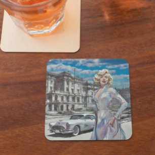 PORTA-COPO DE PEDRA TRABALHO DE ARTE DE PIN-UP DE RETRO DE VINTAGEM CL