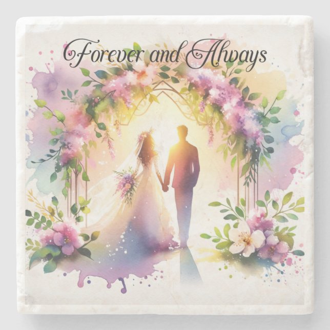 Porta-copo De Pedra Travesseiro Para Sempre e Sempre (Frente)