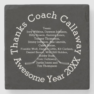 Porta-copo De Pedra Treinador de Hóquei em obrigados com Nomes de Equi