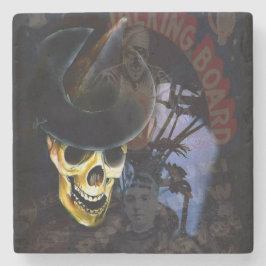 Porta-copo De Pedra Trem de Esqueleto de Quadro Falante de Halloween