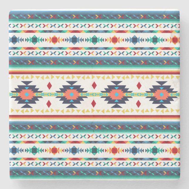 Porta-copo De Pedra trendy tribal étnico padrão geométrico (Frente)