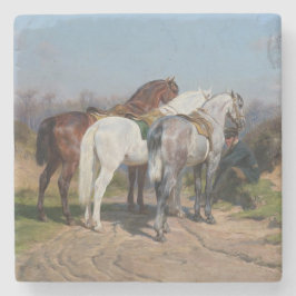 Porta-copo De Pedra Três Cavalos Garanhão (por Rosa Bonheur)
