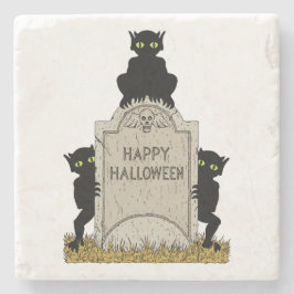Porta-copo De Pedra Três Diabinhos Feliz Halloween