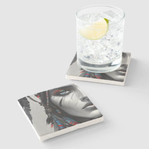 Porta-copo De Pedra Tribal Warrior