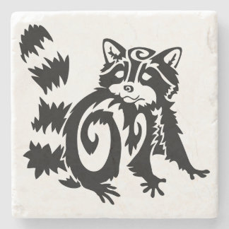 Porta-copo De Pedra Tribal Woodland Raccoon Design