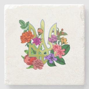 Porta-copo De Pedra tridente tryzub da heráldica ucraniana flores flor