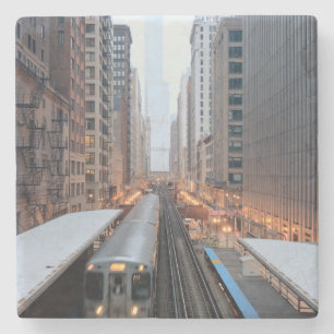 Porta-copo De Pedra Trilho elevado em Chicago do centro sobre Wabash