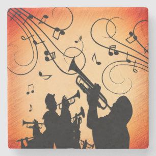 Porta-copo De Pedra Trompet Section Jazz Music Orange Rust