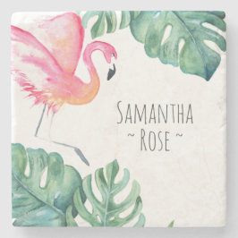 Porta-copo De Pedra Tropical de Decoração Flamingo Rosa Personalizada