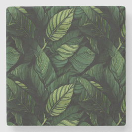 Porta-copo De Pedra Tropical Green Leaves  Housewarming Gift