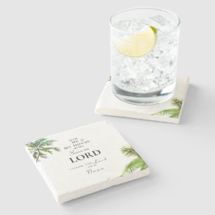 Porta-copo De Pedra Tropical Quanto a mim e a minha casa Obrigados a N