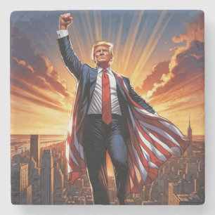 Porta-copo De Pedra "Trump as Portas copos de Super Herói Americano"