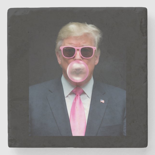 Porta-copo De Pedra Trump Chiclete Rosa Presidente 47 EUA (Frente)
