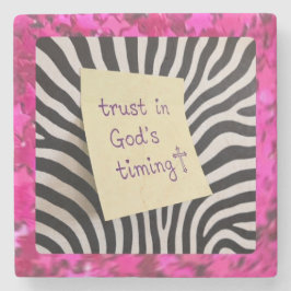 Porta-copo De Pedra Trust in God's Timing pink glitter zebra y2k