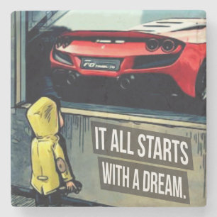 Porta-copo De Pedra Tudo Começa Com Uma Citação Motivacional Do Sonho