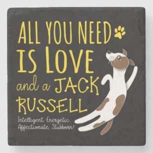 Porta-copo De Pedra Tudo que você precisa é amor e Jack Russell 