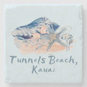Porta-copo De Pedra Túneis Beach Kauai Seashells