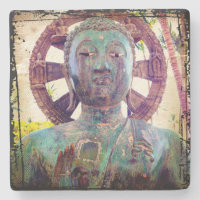 Turquesa Cabeça Buda Foto Antica Negrito Tropical