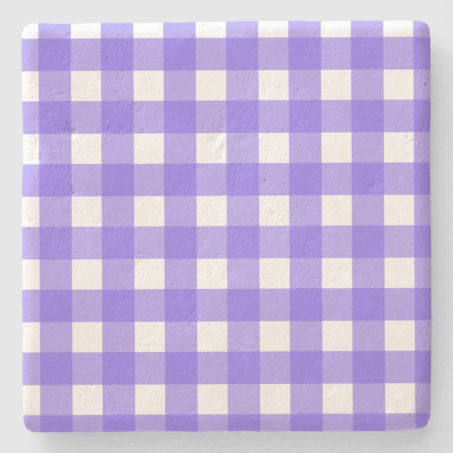 Porta-copo De Pedra Turwinkle e gingham branco (Frente)