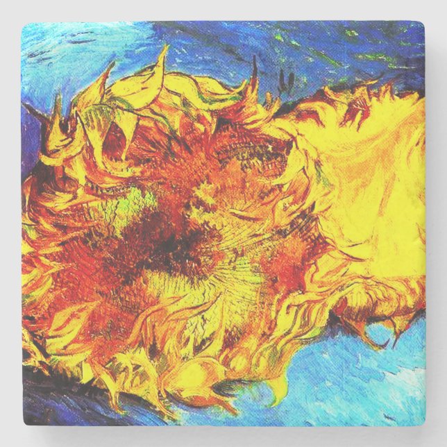 Porta-copo De Pedra Two Cut Sunflowers Van Gogh (Frente)