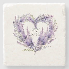 Porta-copo De Pedra Um Coração de Lavandas. Padrão Roxo Floral