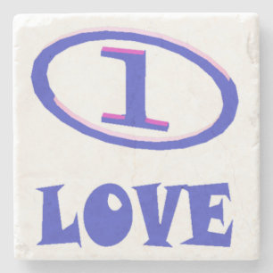 Porta-copo De Pedra Um padrão de arte de amor tom azul roxo